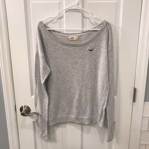 Cozy gray Hollister off-the-shoulder sweater
